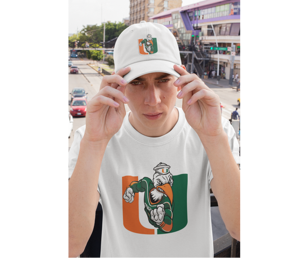 Get a combo of one T-shirt and one hat! UM Football Tee, College Football, University of Miami T-shirt, Game Day Tee, UM Gift, Canes Shirt, Men Shirt