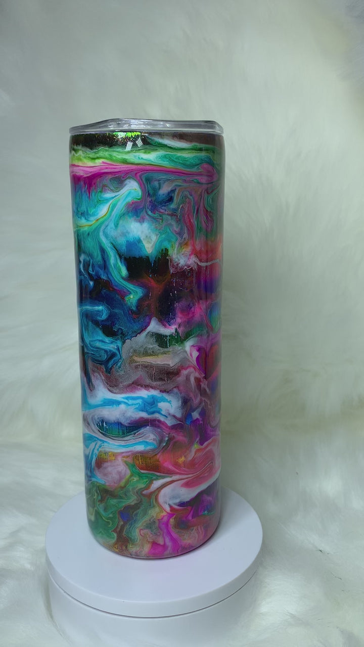 Custom Alcohol Ink Tumbler - Get 2 Straw Toppers Free