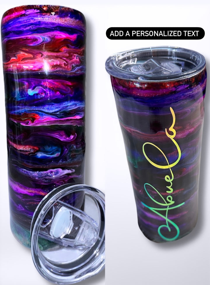 Custom Alcohol Ink Tumbler - Get 2 Straw Toppers Free