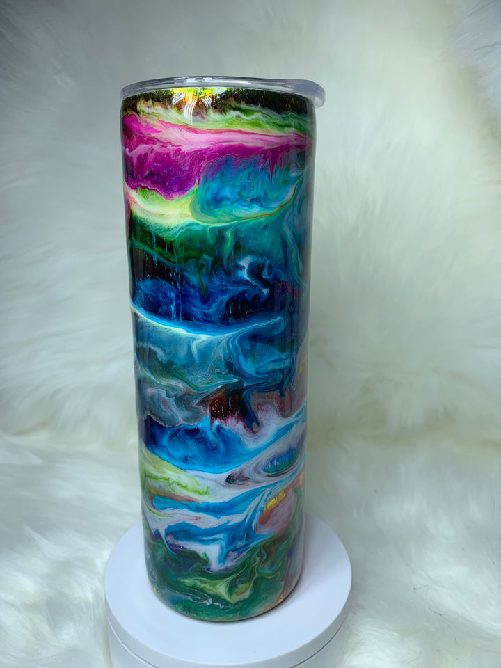 Custom Alcohol Ink Tumbler - Get 2 Straw Toppers Free